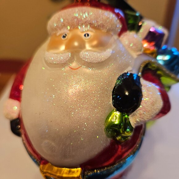 glassware art studio jolly Santa ornament 6.5' made in Poland - Picture 3 of 11